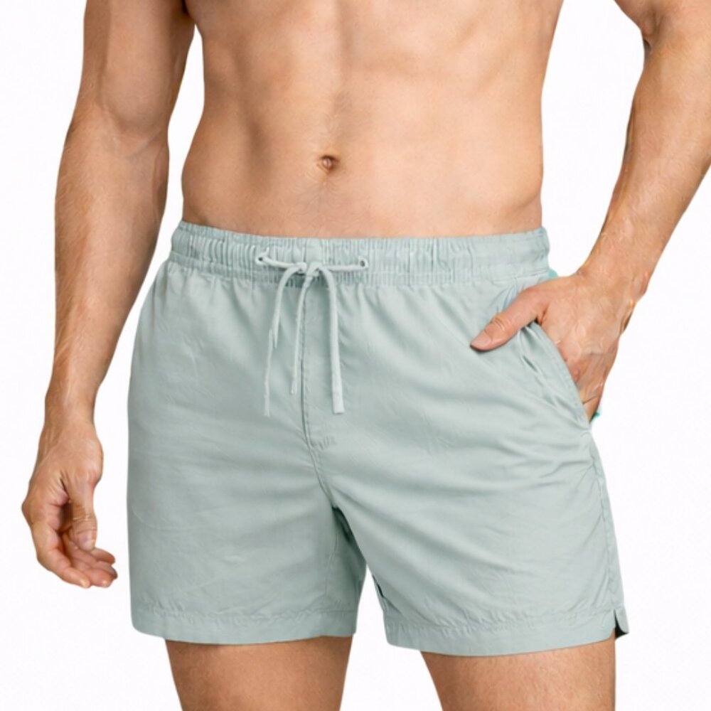 Cuts Men’s Sage Green Stretch Drawstring 5.5" Casual Nylon Shorts – Size XL